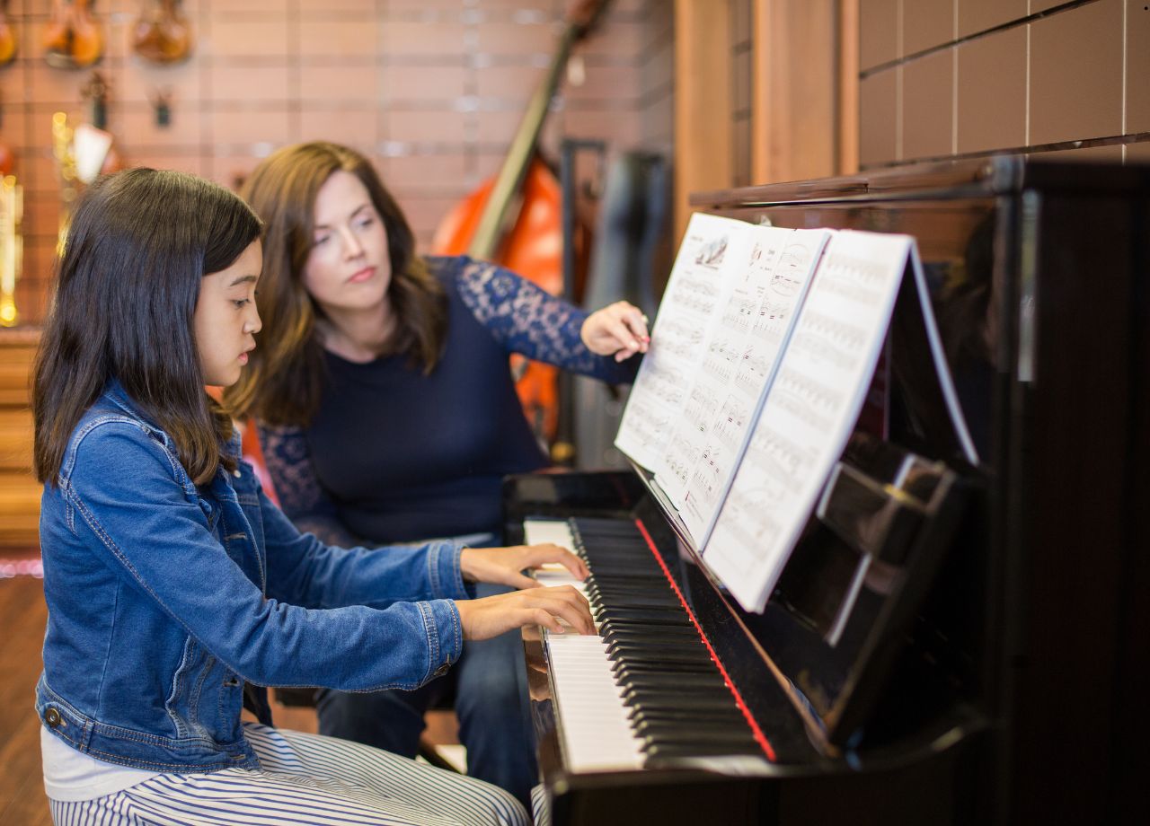 A girl playing the piano