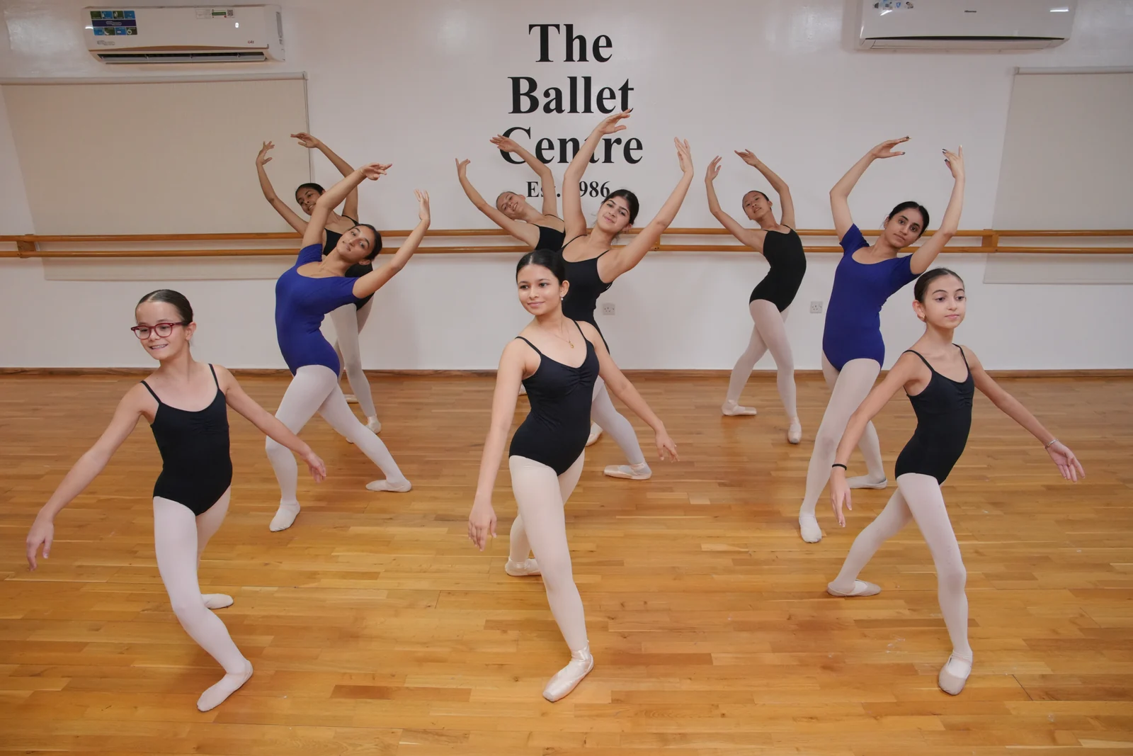 A ballet class in the studio