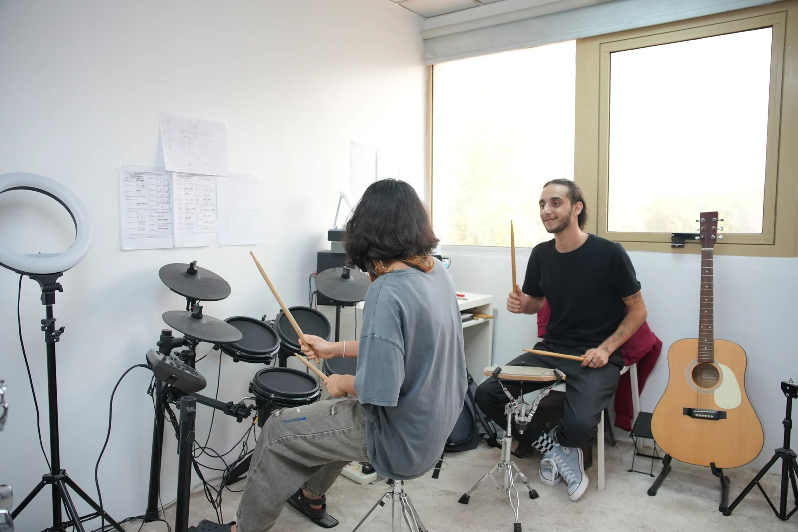 A drum lesson at the centre