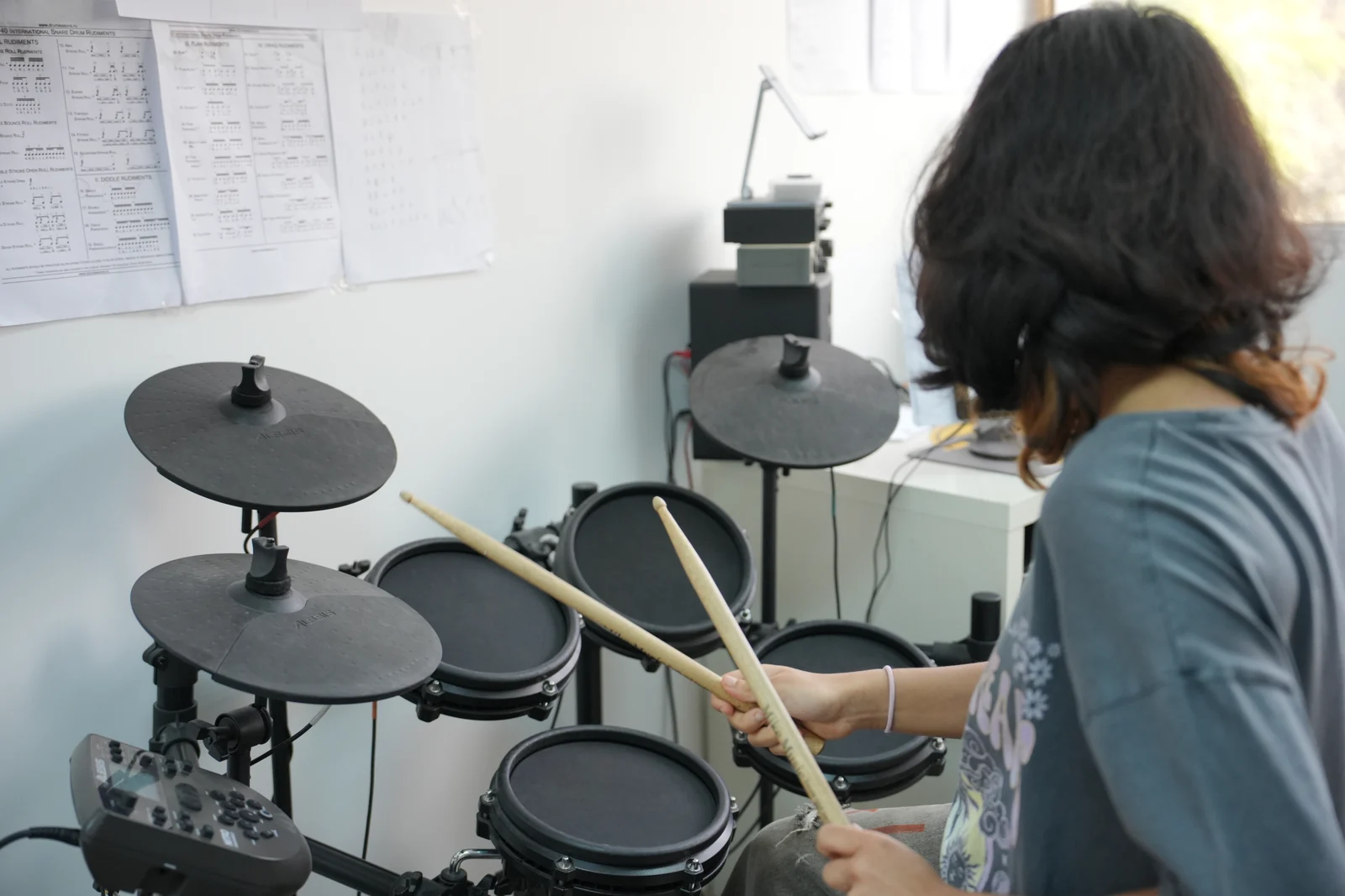 A drum lesson at the centre