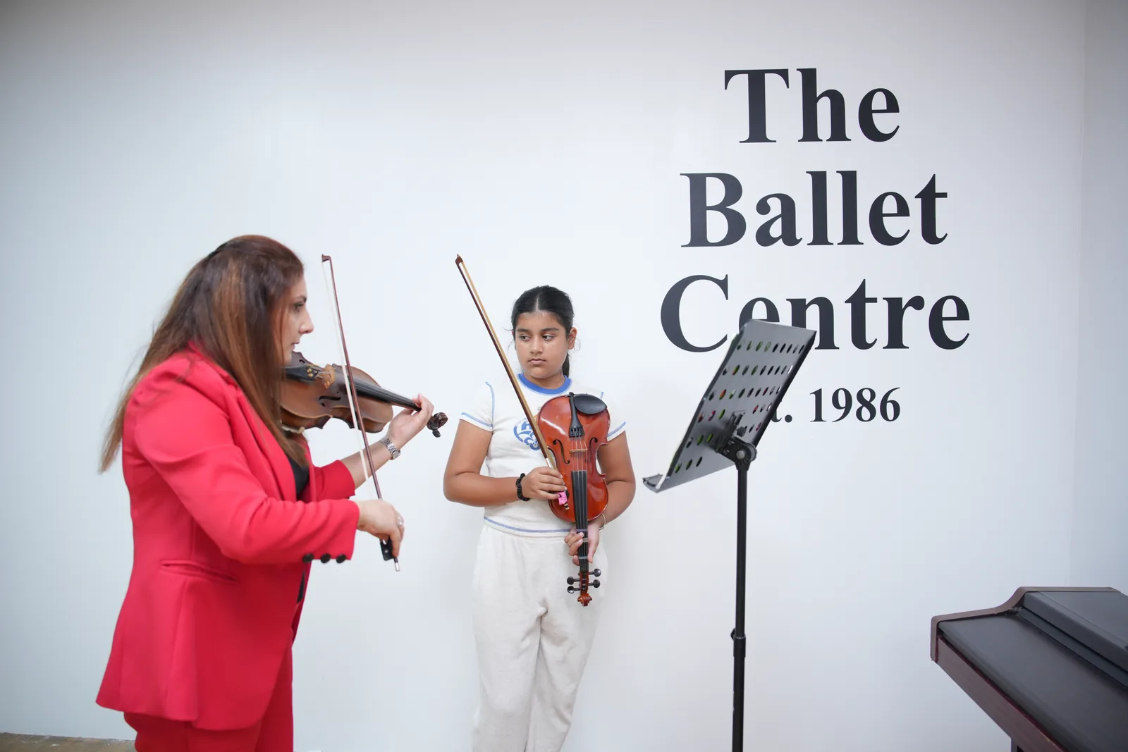 A violin lesson at the centre