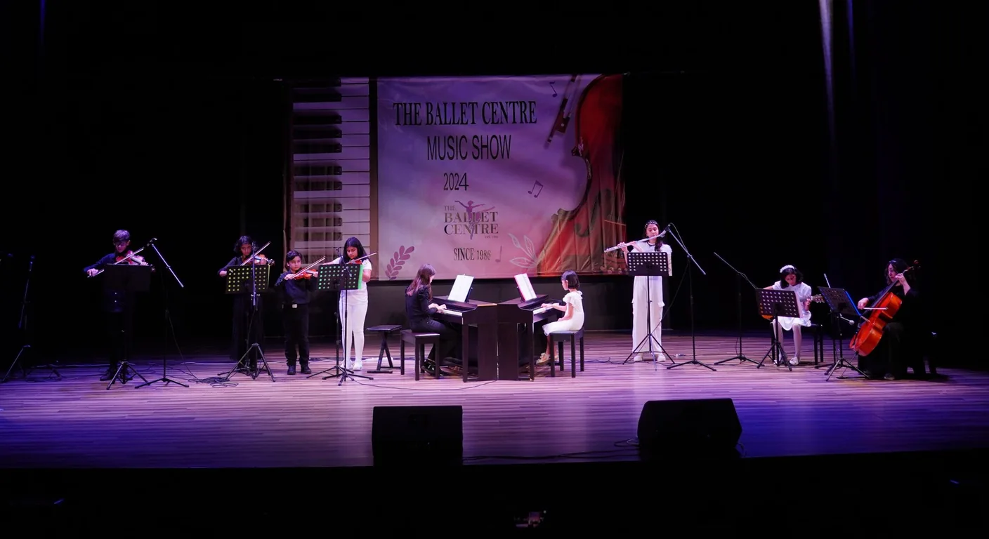 Music students performing together as an ensemble at the annual music show