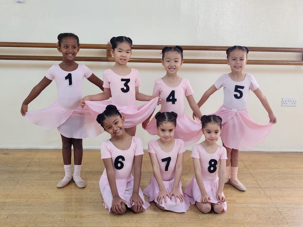 Young ballet students in the studio with their teacher
